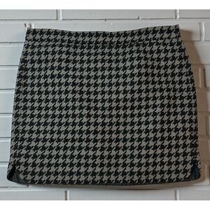 J.CREW Houndstooth Wool Blend Mini Skirt Size 10 Preppy Office Business